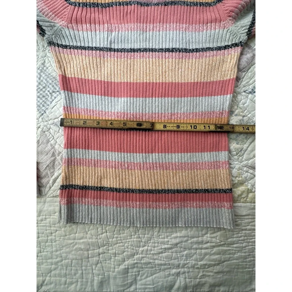 JH Collectibles Preppy Women's Striped Ribbed Pullover‎ Sweater Size S Pink Y2K